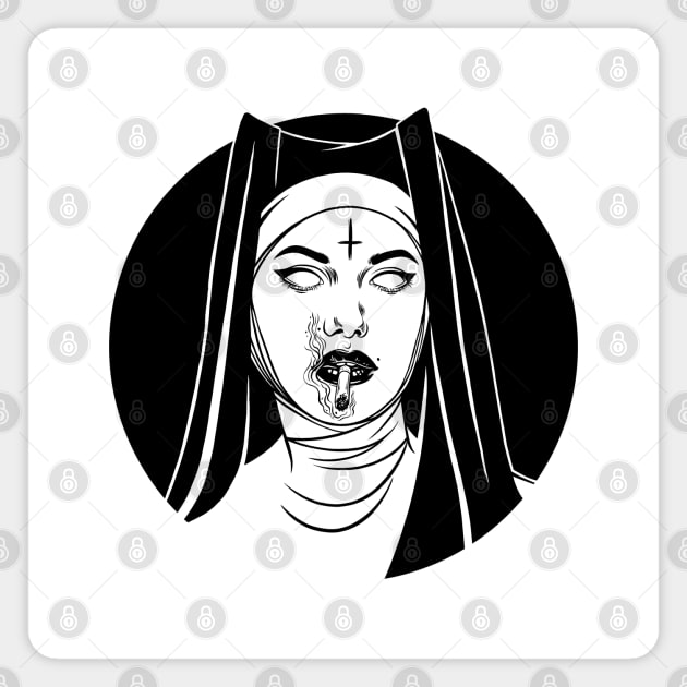 Satanic Nun. Bad Nun Magnet by OccultOmaStore